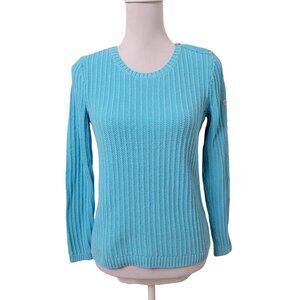 Talbots Size SP Bright Sky Blue Button Detail Pullover Sweater, Gently Used